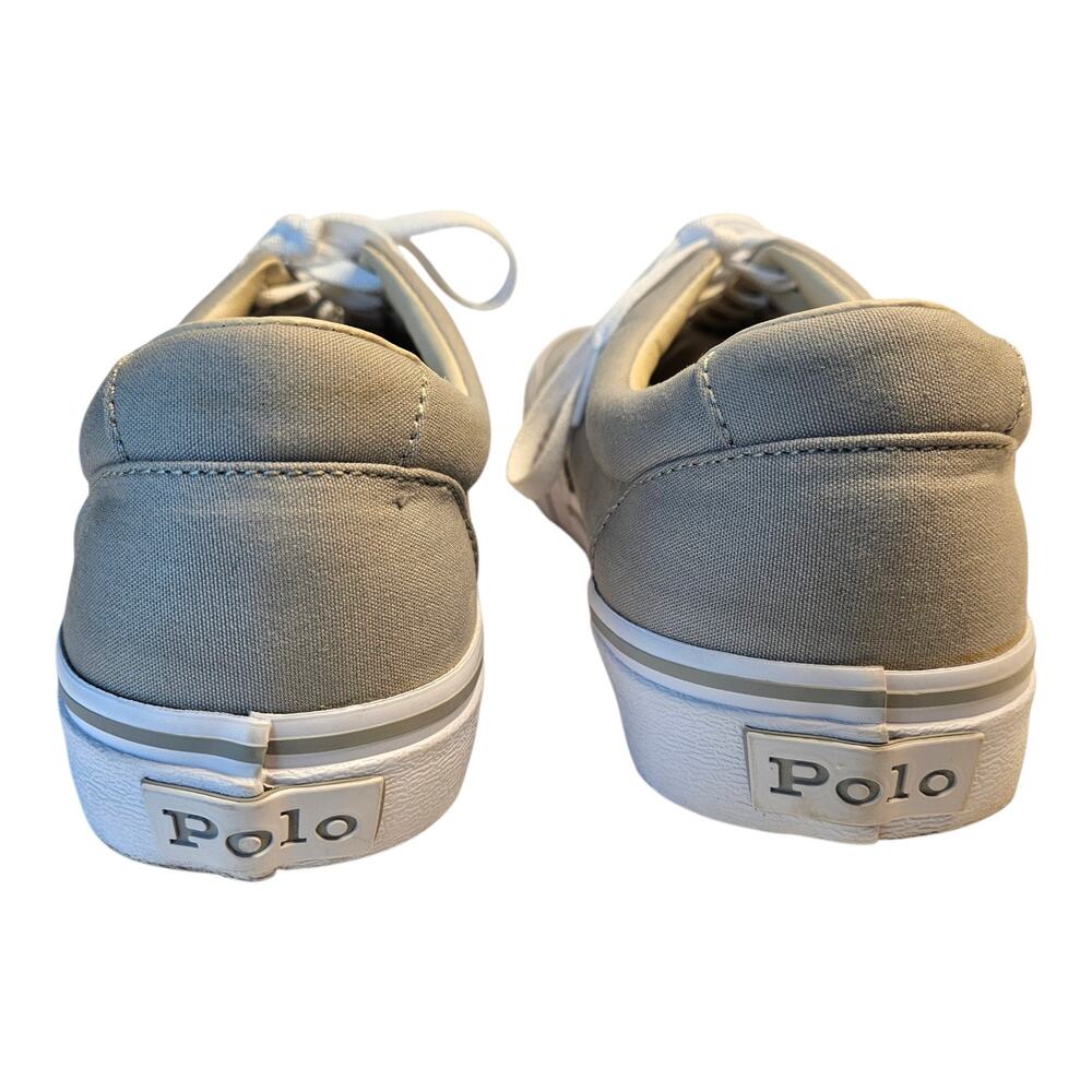 POLO RALPH LAUREN Men's 11 Keaton Shoes Sneakers Soft Gray Canvas Pony Logo - Picture 6 of 9